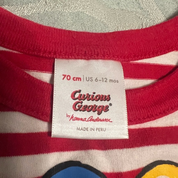 Hanna Andersson Curious George red stripe long sleeve shirt 6-12mo  EUC - Picture 3 of 7